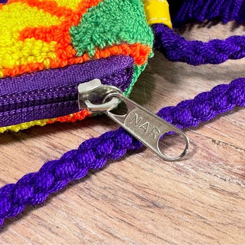 Colombian Wayuu Purple Butterfly Flowers Handmade Purse Bag & Coin Purse Artisan